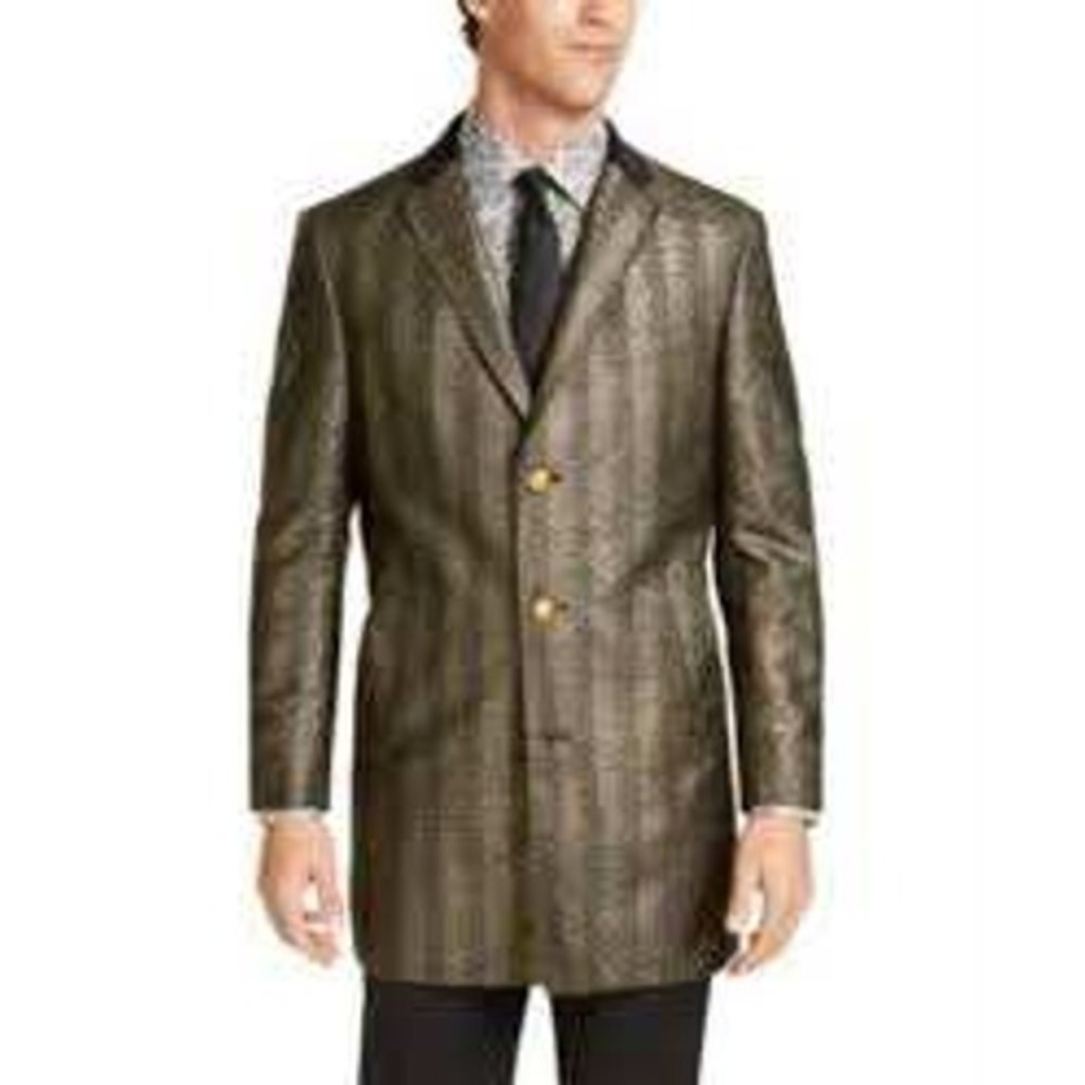 TALLIA Runway Collection $395 Mens‎ XL Gold Black Herringbone Velvet Trim Blazer